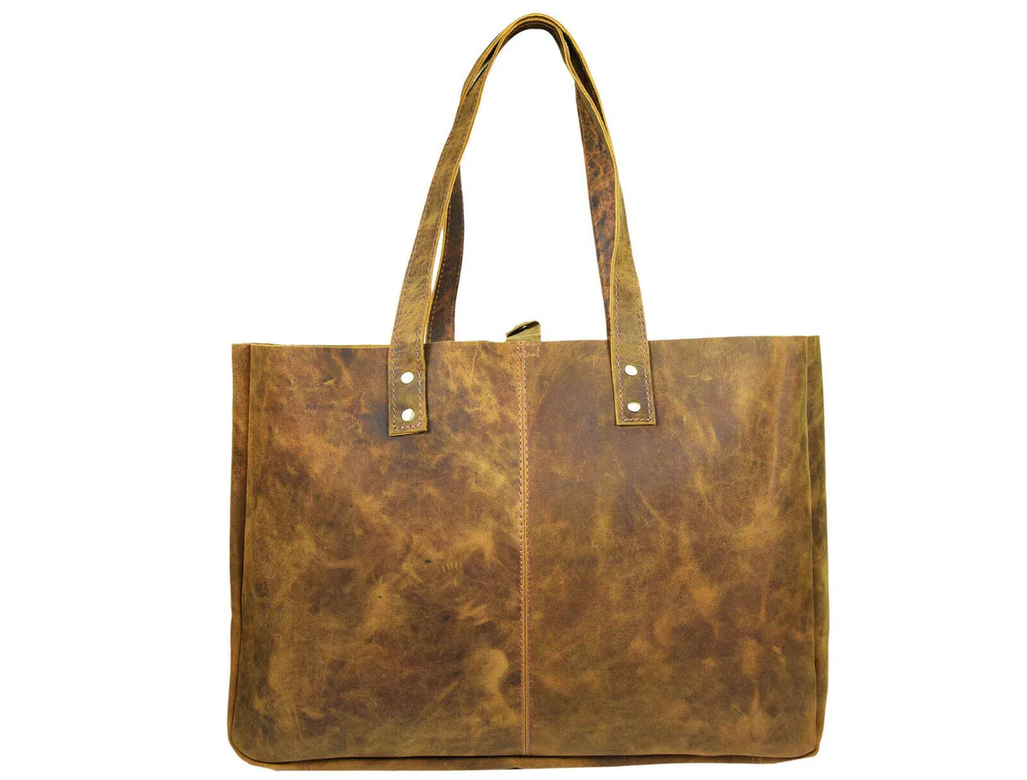 Handmade Oil Waxed Leather Tote Shopping Bag