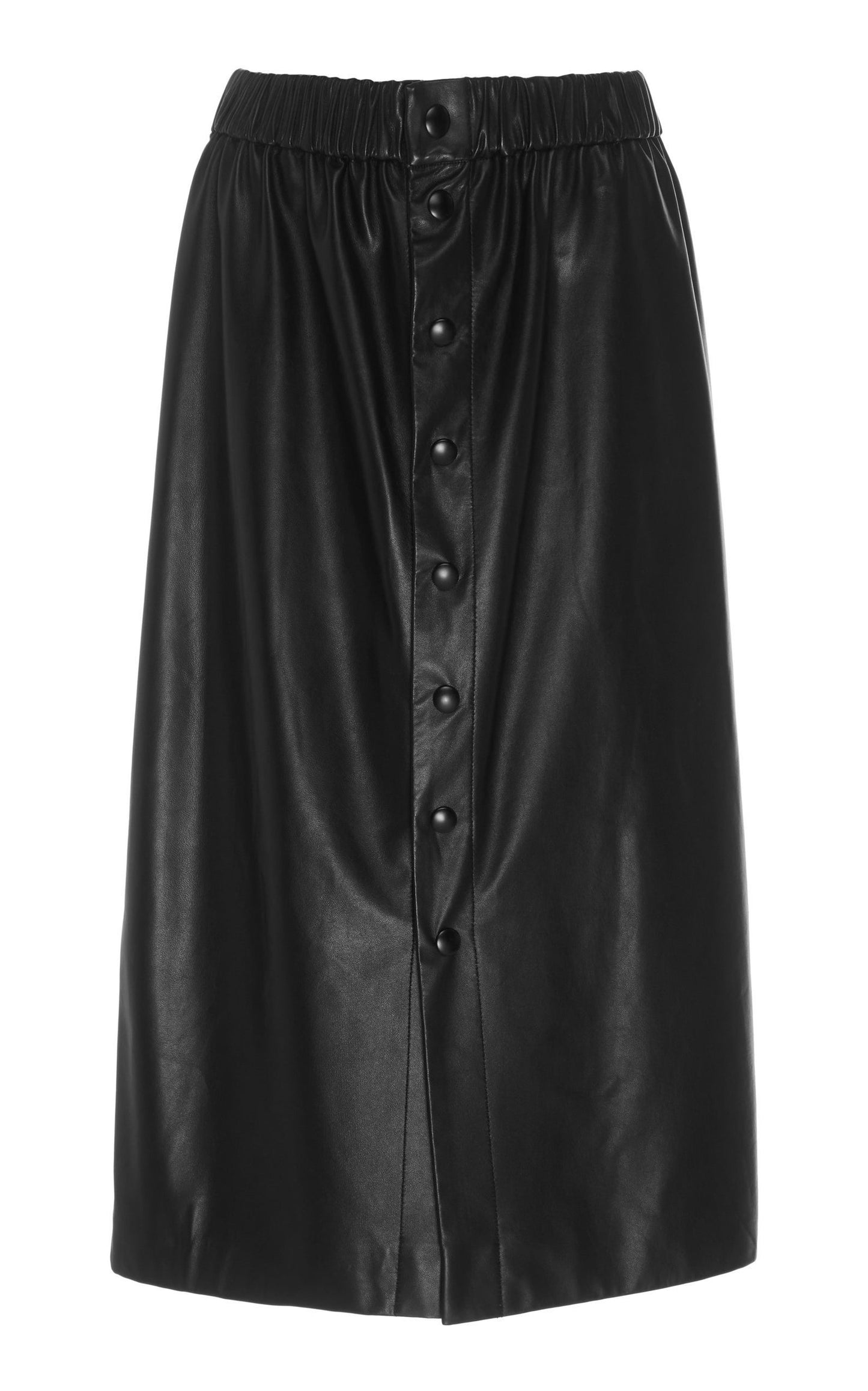 women's long leather skirt button closure