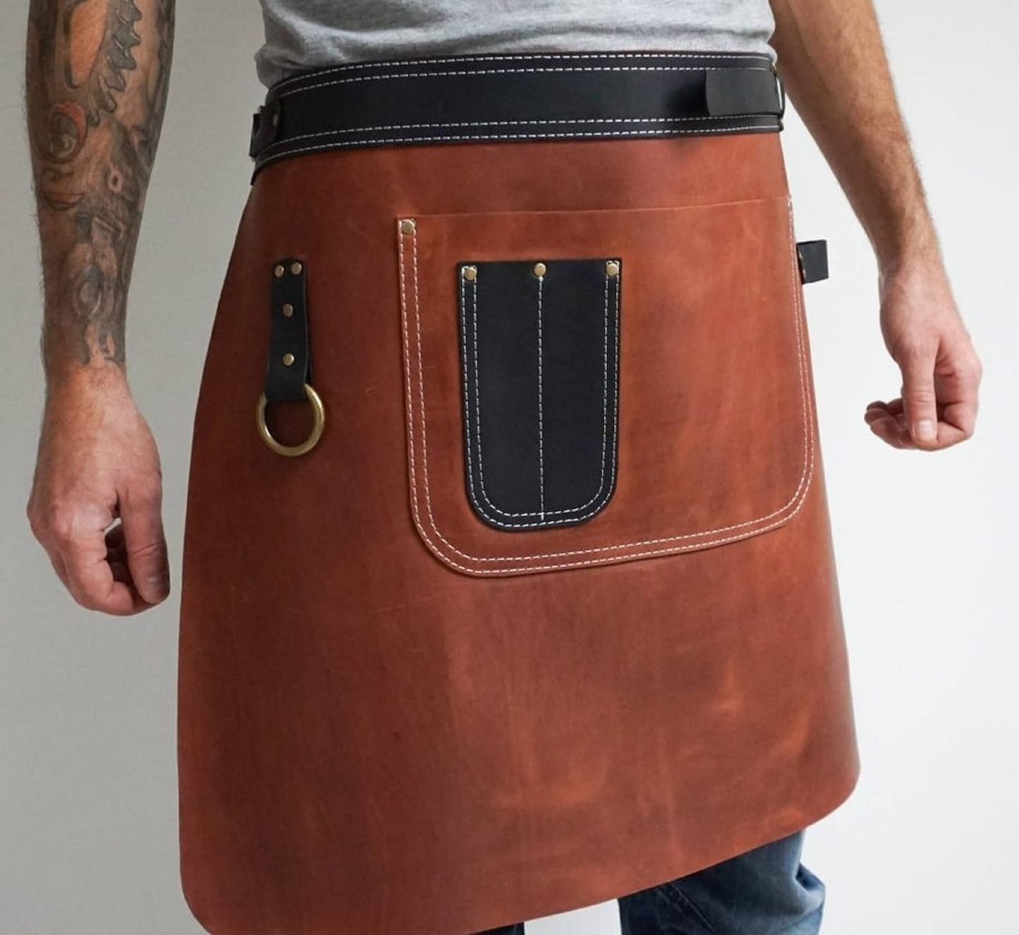 Genuine Leather Waist Apron With Pockets