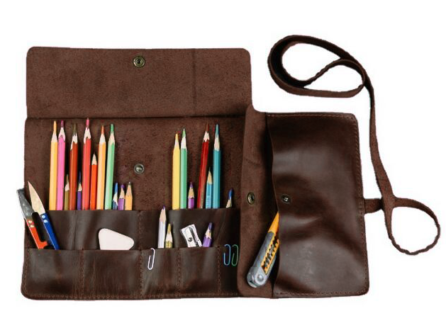 Genuine Leather Custom Stationary Case Roll