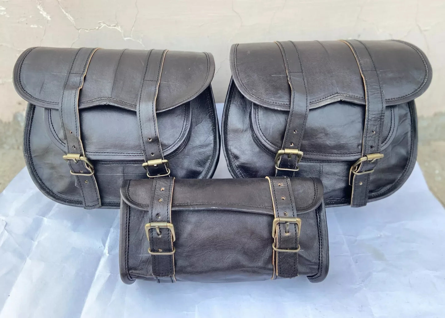 real black leather saddle bags for motorcycle