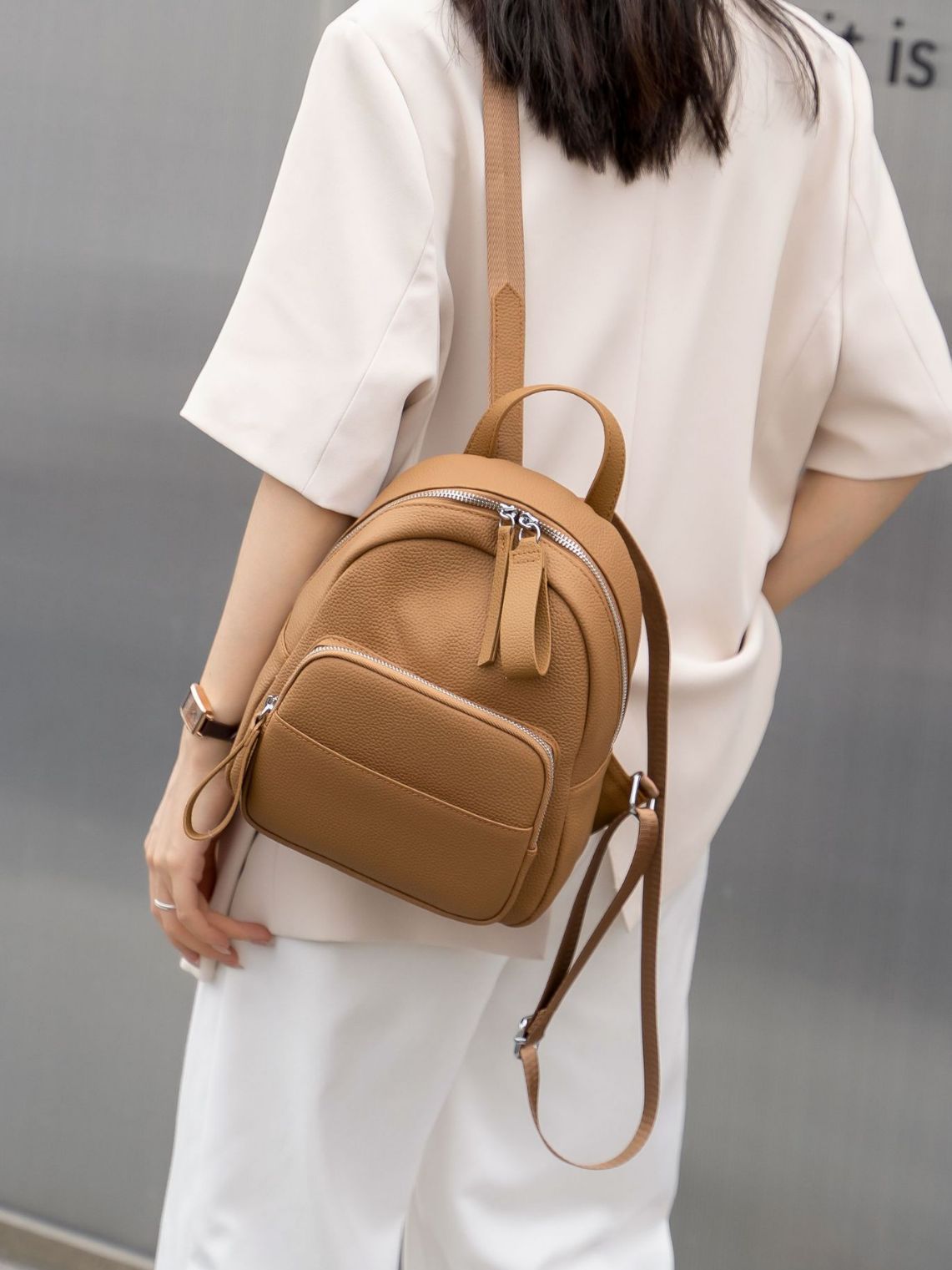 small leather backpack purse for women