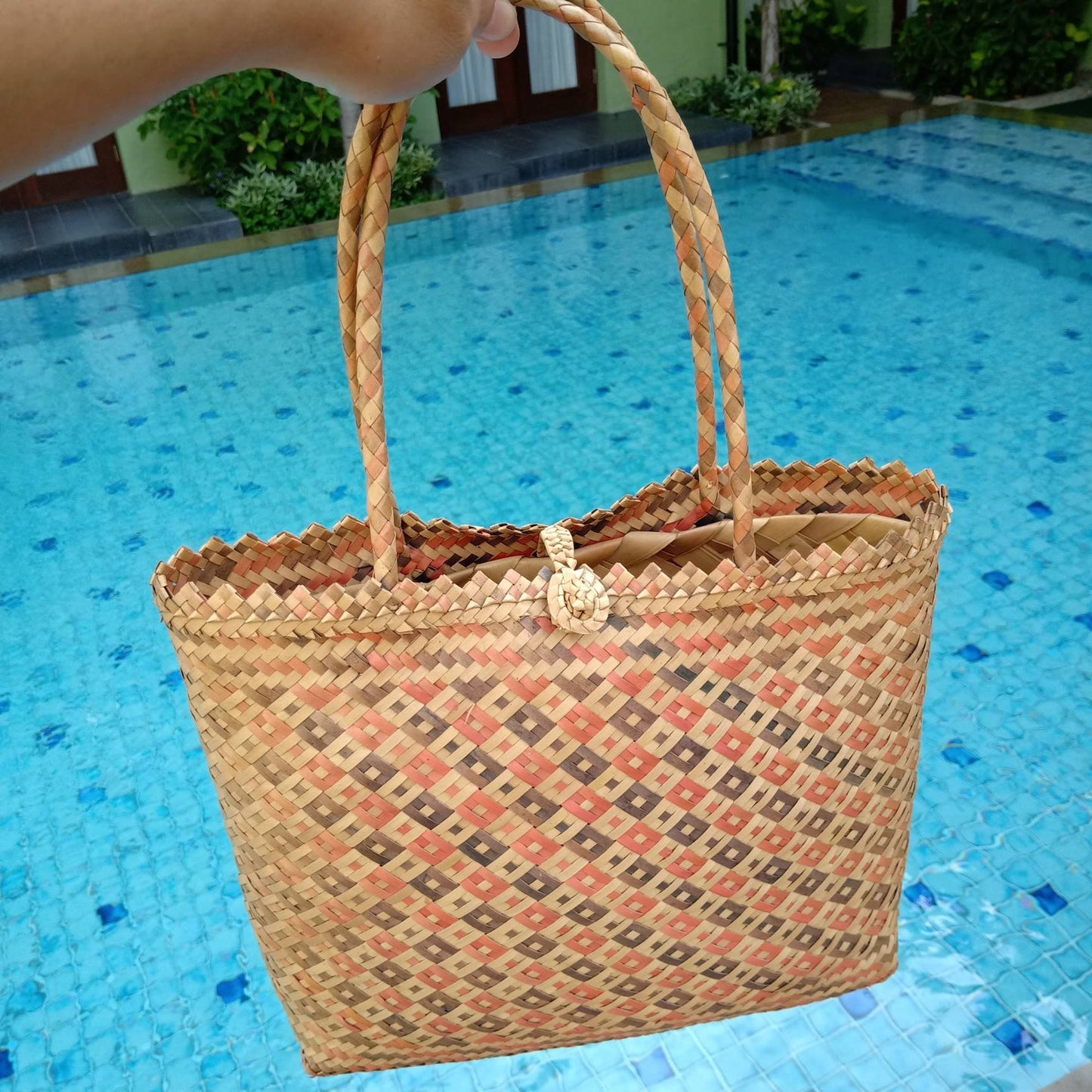 Handmade palm leaf shopping Tote bag