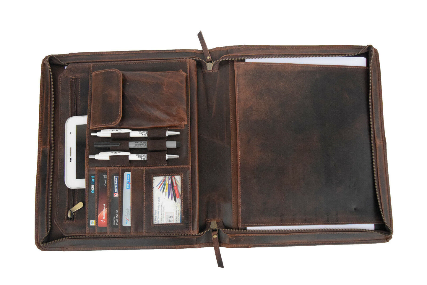 Genuine Dark Leather Portfolio Organizer