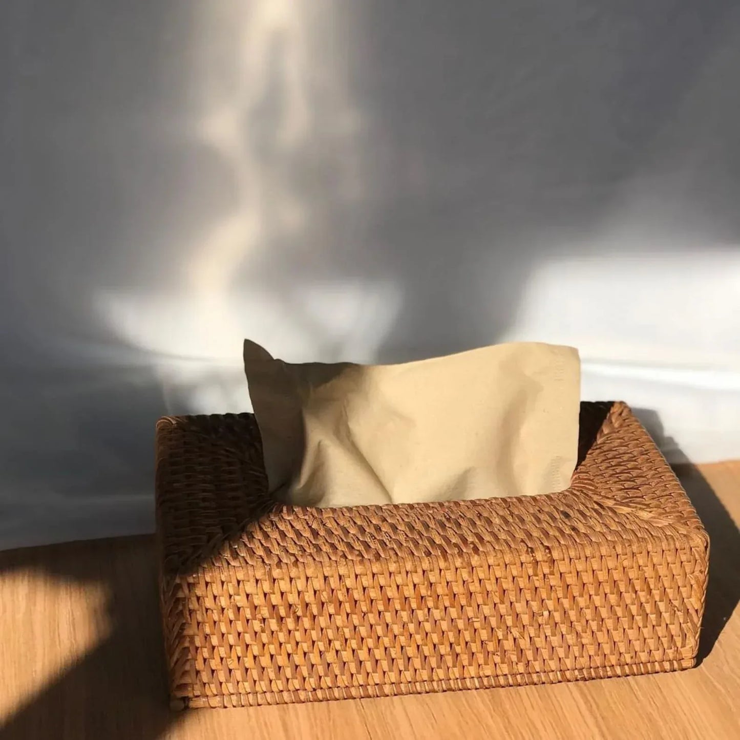 Rectangular wicker rattan tissue box
