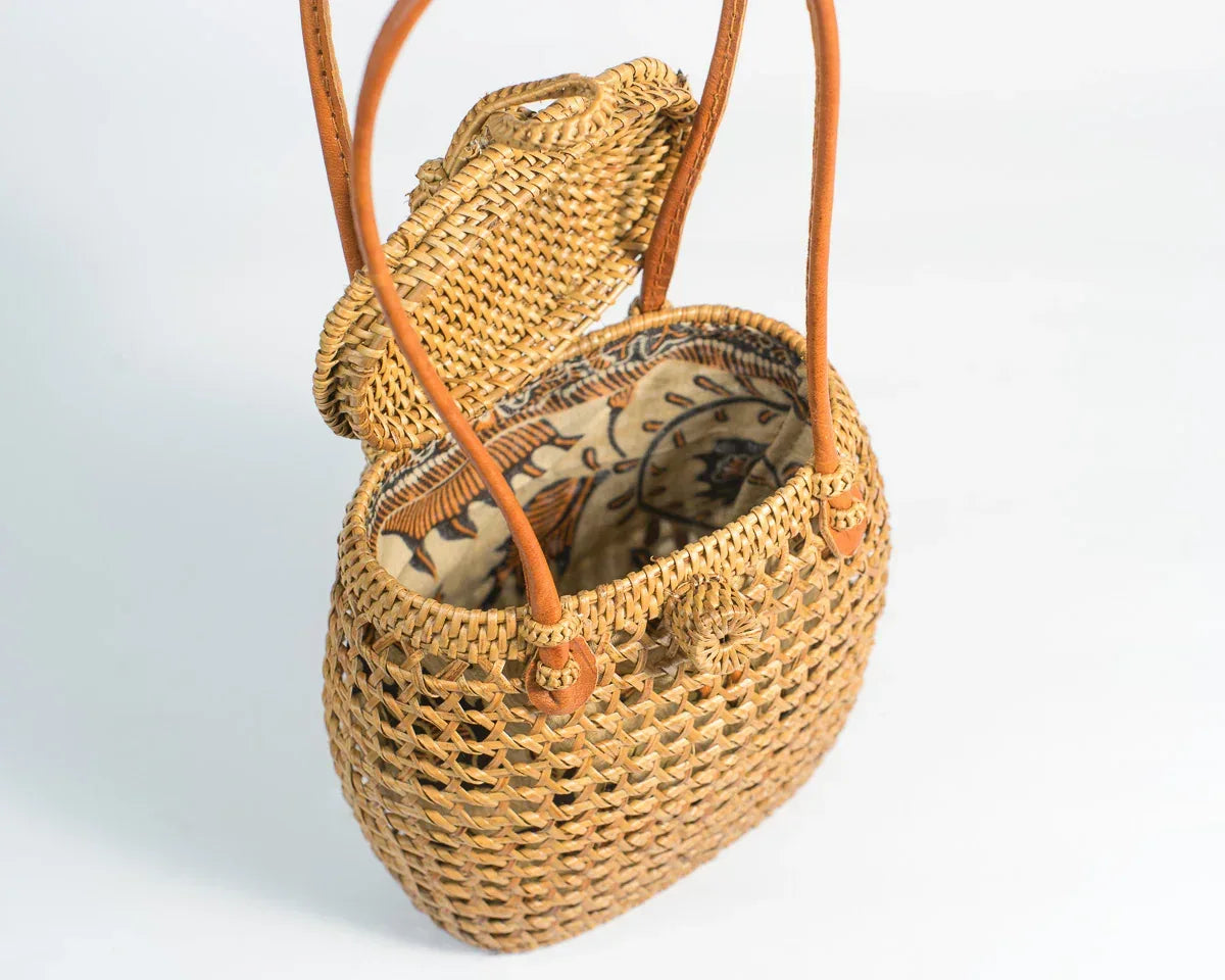 Cowbell Rattan Beach Bag