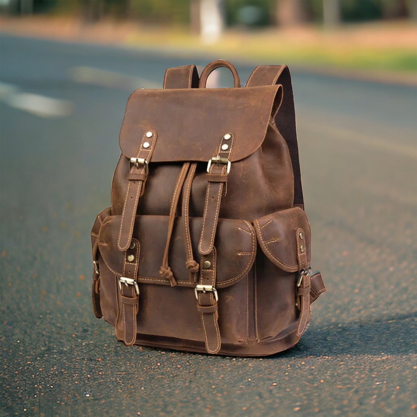Full Grain Leather 15.6" Laptop Backpack