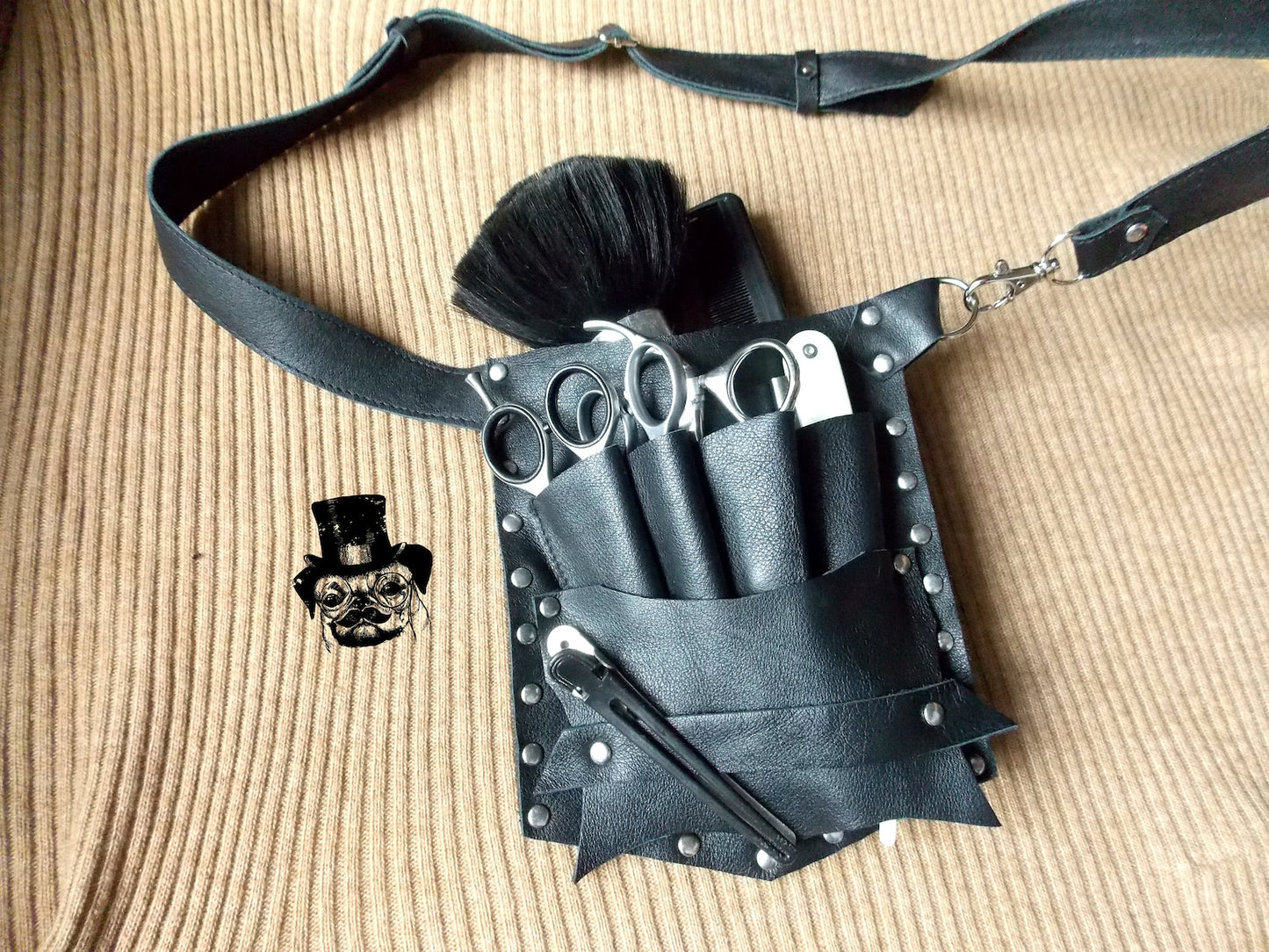 Leather scissors case belt