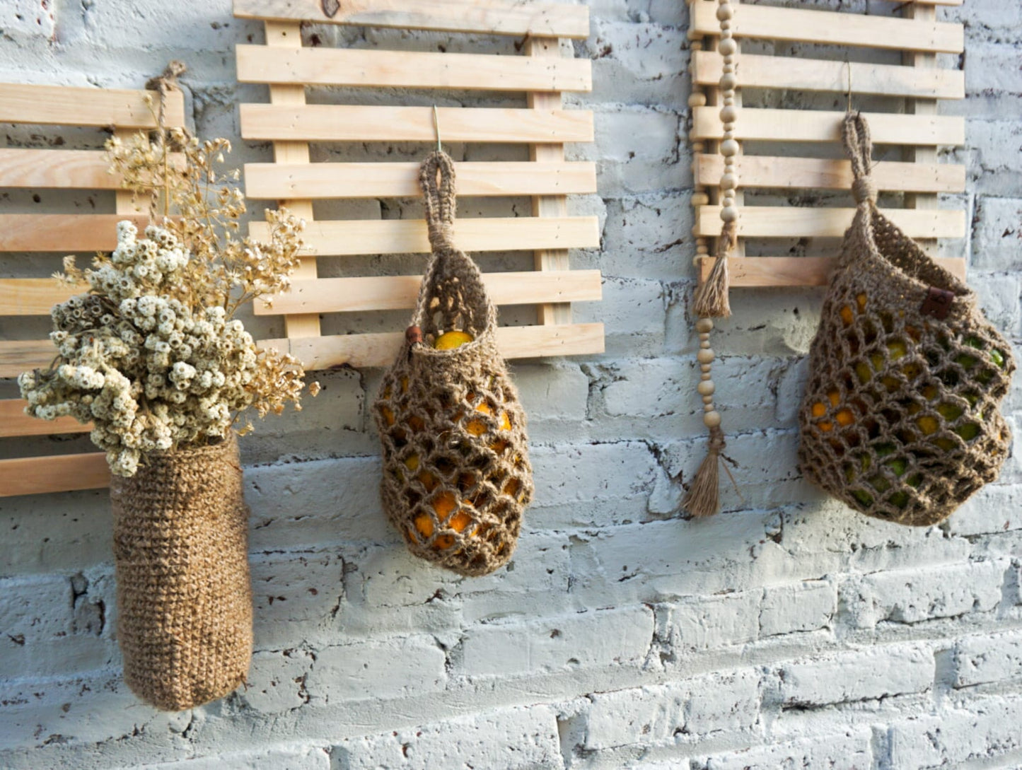 Jute fruit vegetable kitchen hanging basket