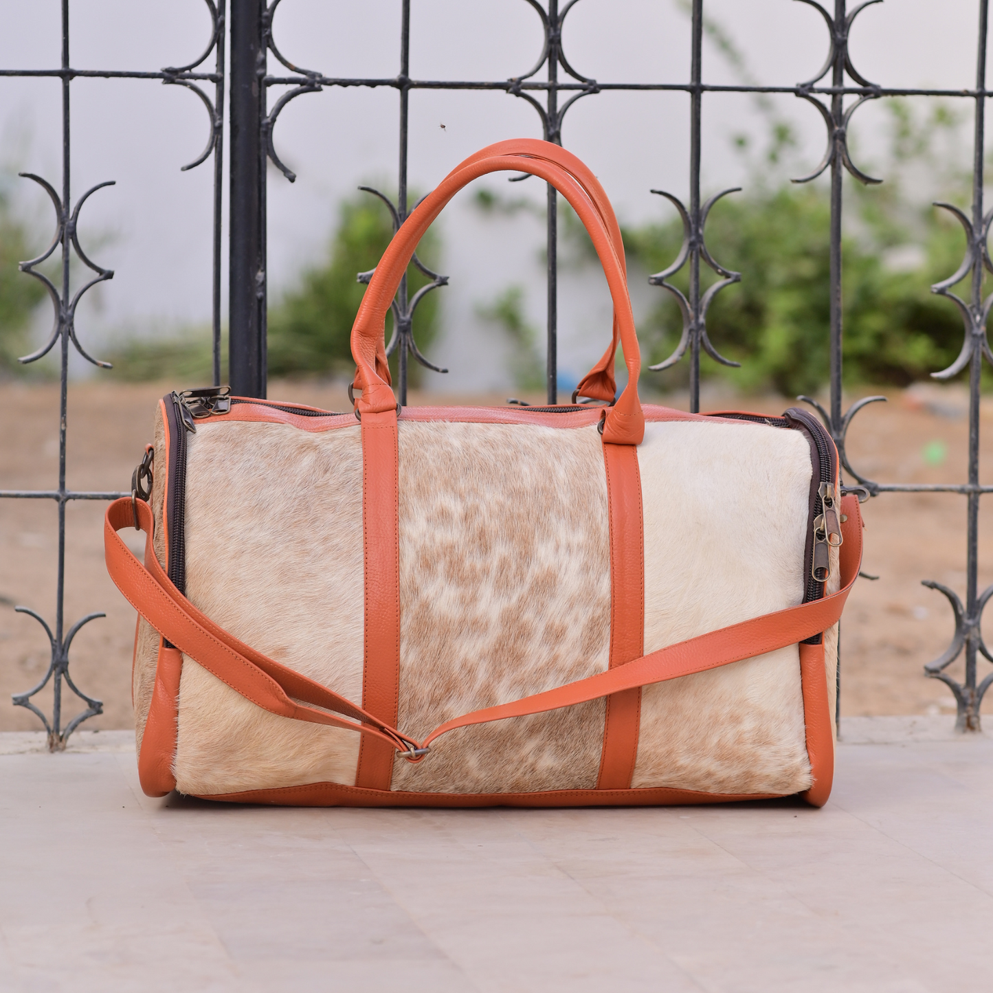 Western Cowhide Duffle Overnight Bag