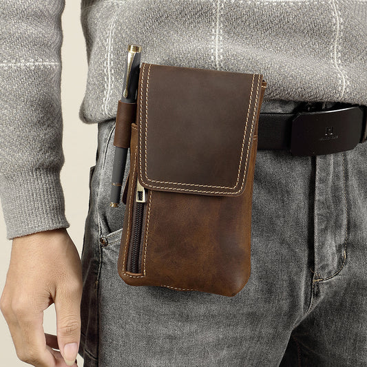 brown leather waist bags for men