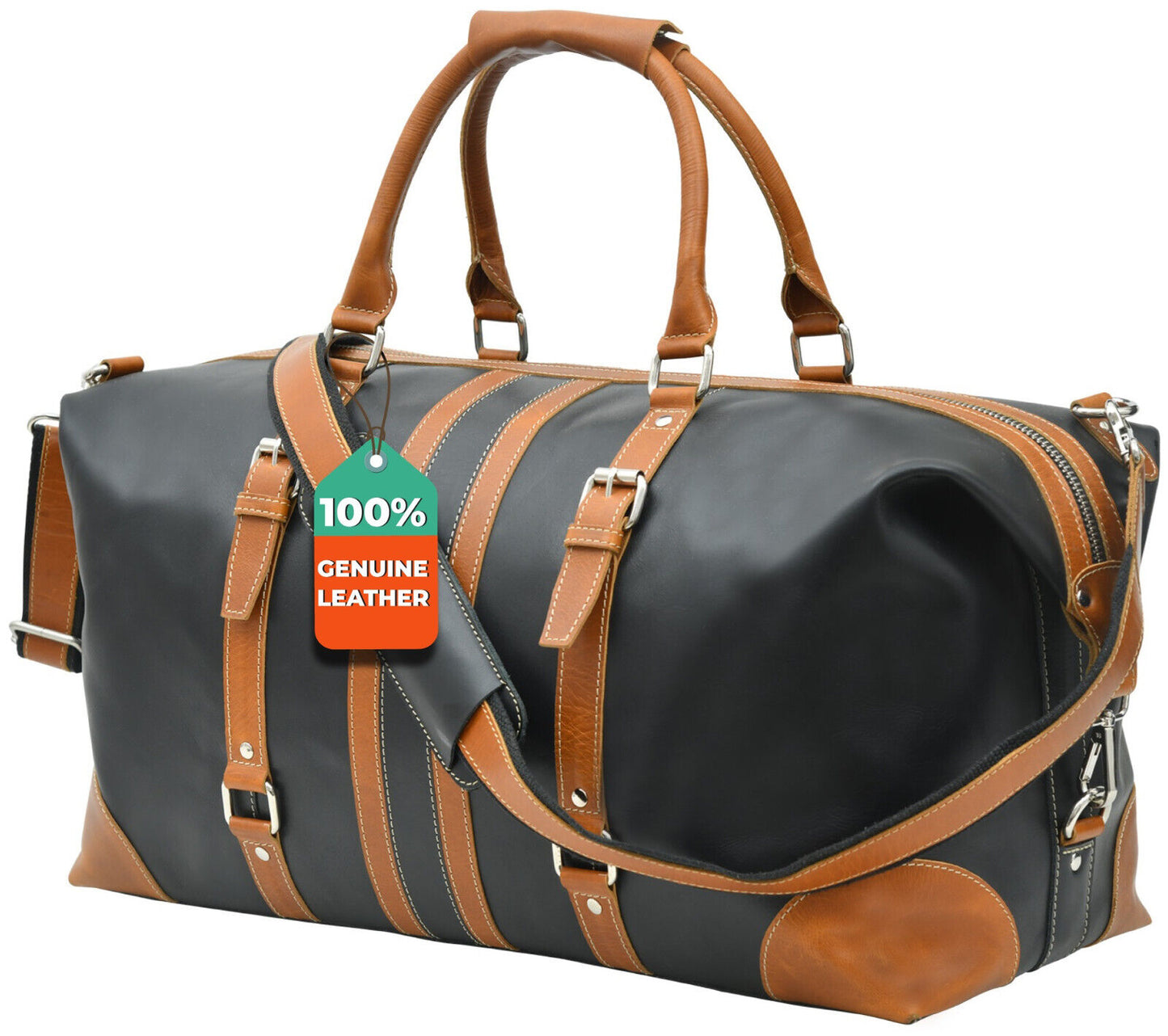 Reisetasche aus echtem Leder für Herren – Perfekt als Weekender mit Schulterriemen und großem Hauptfach.