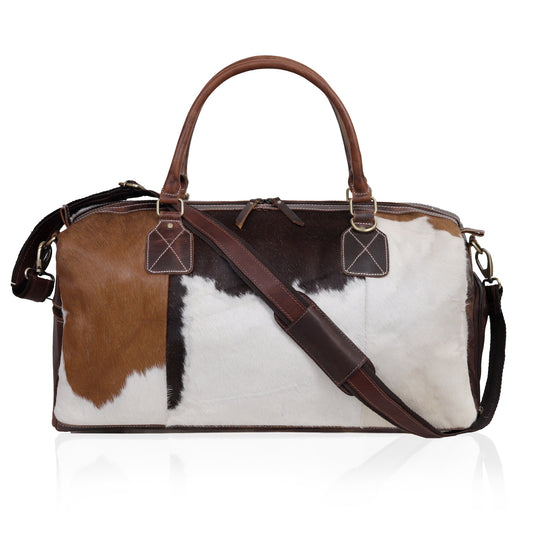 Tricolor Cowhide Duffel Bag With Shoe Compartment