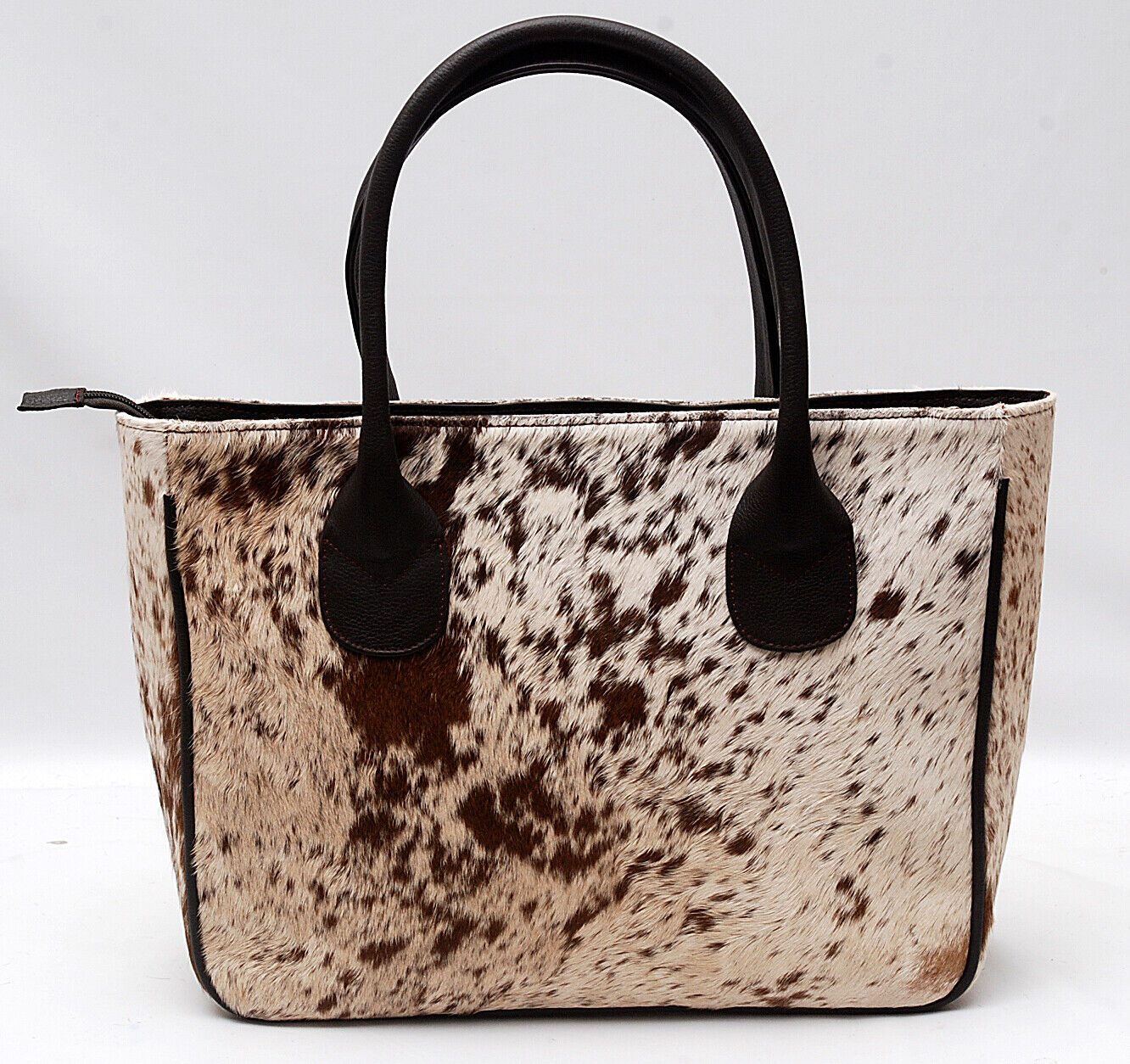 Cowhide hair purse speckled tricolor