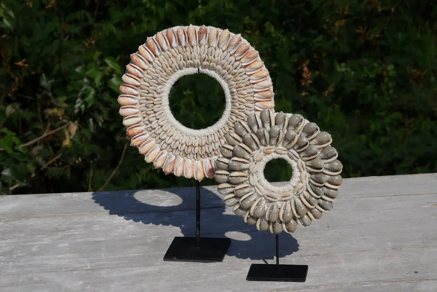 Set of two pink sea shells papua necklaces