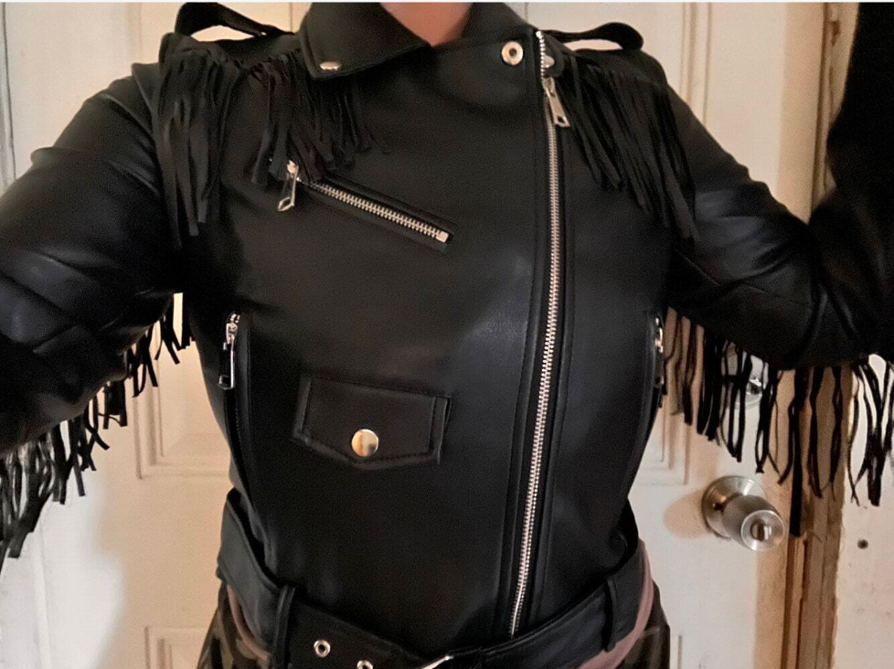 Slim Fit Women's Leather jacket With Fringes