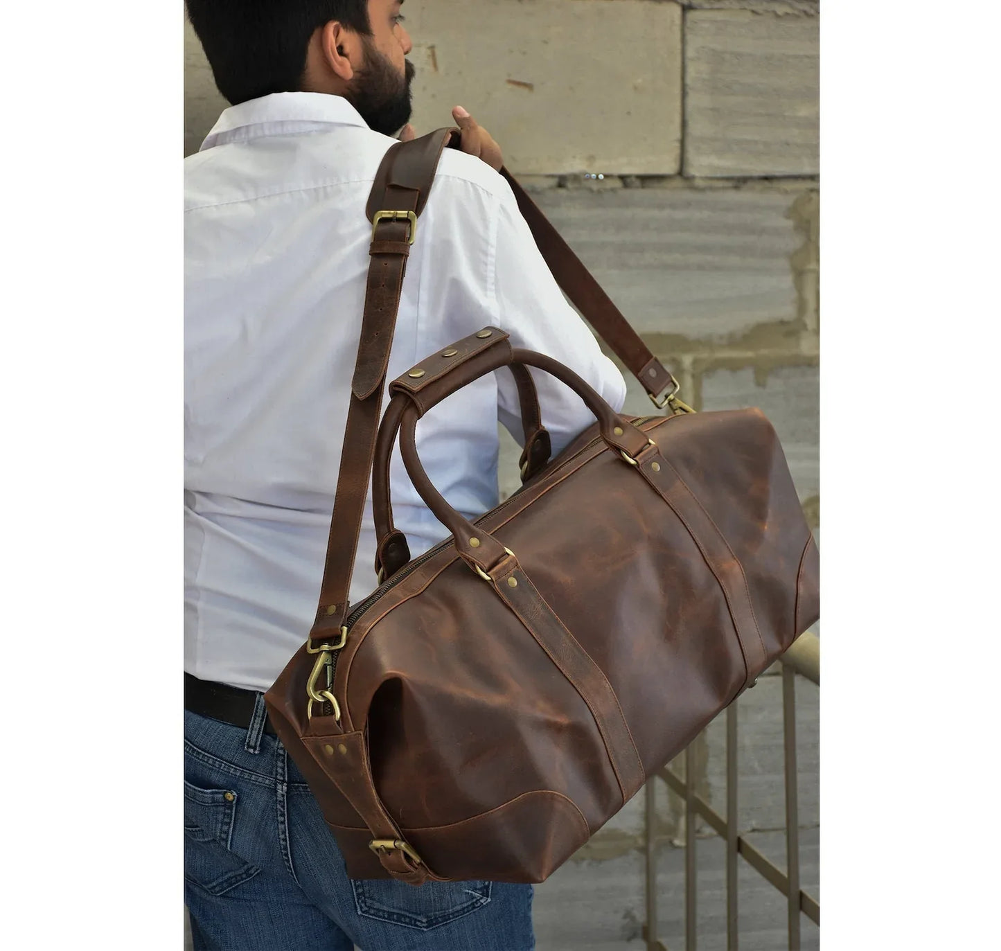 leather weekender bag duffel bag