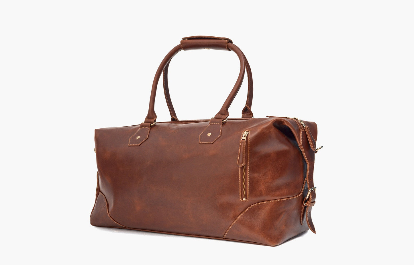 Handcrafted Leather Travel Duffel Bag with Shoe Compartment