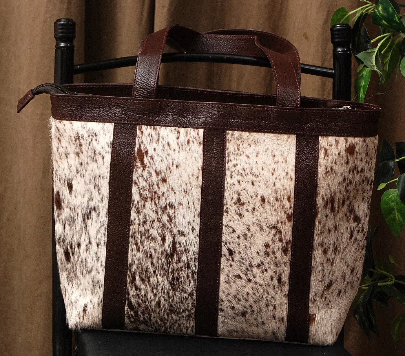 Western Cowhide Tote Purse Large Speckled