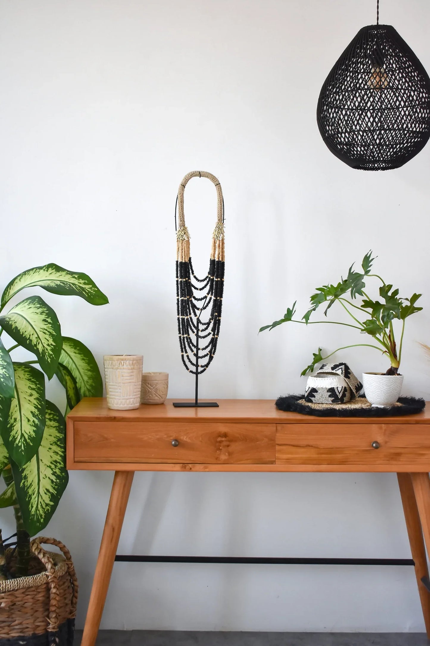 Cowrie Shells and beads decorative necklace for living room