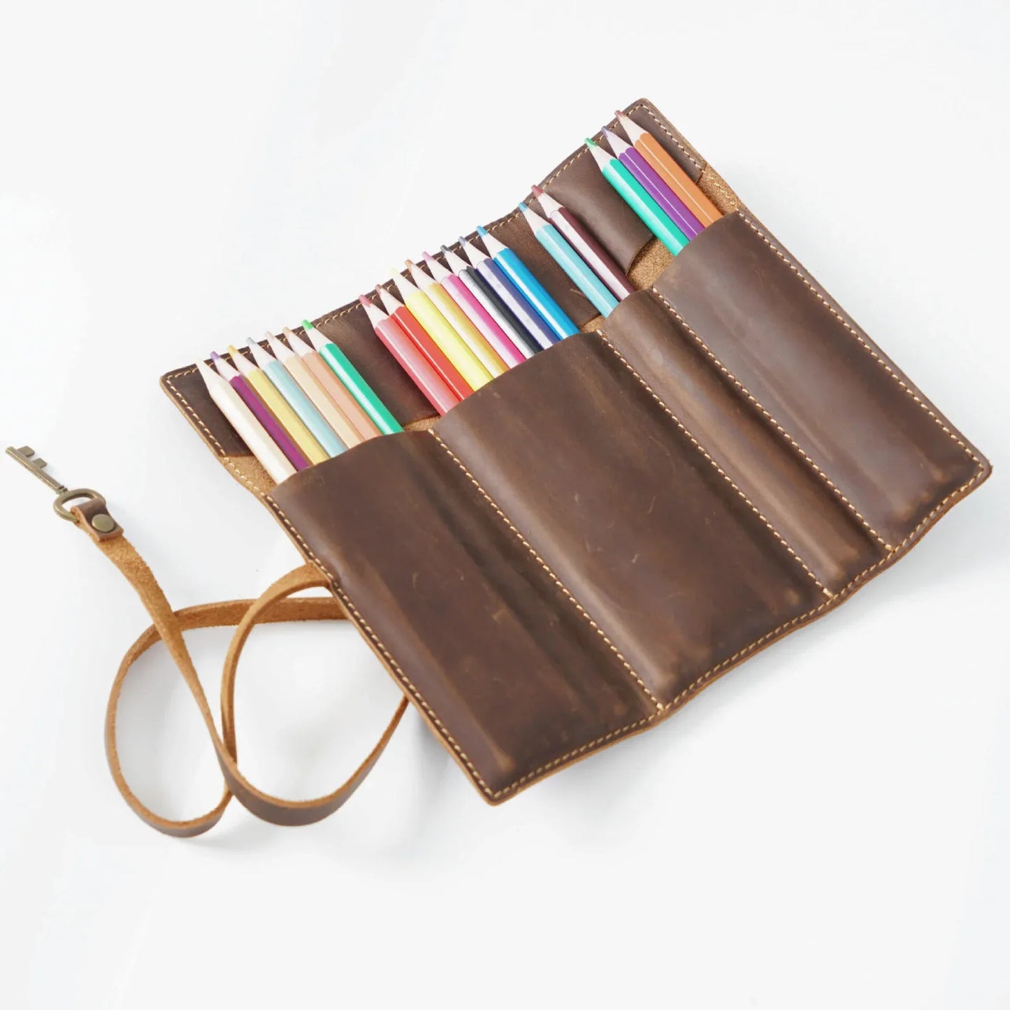 Genuine Leather Pencil Roll Pen Carrier