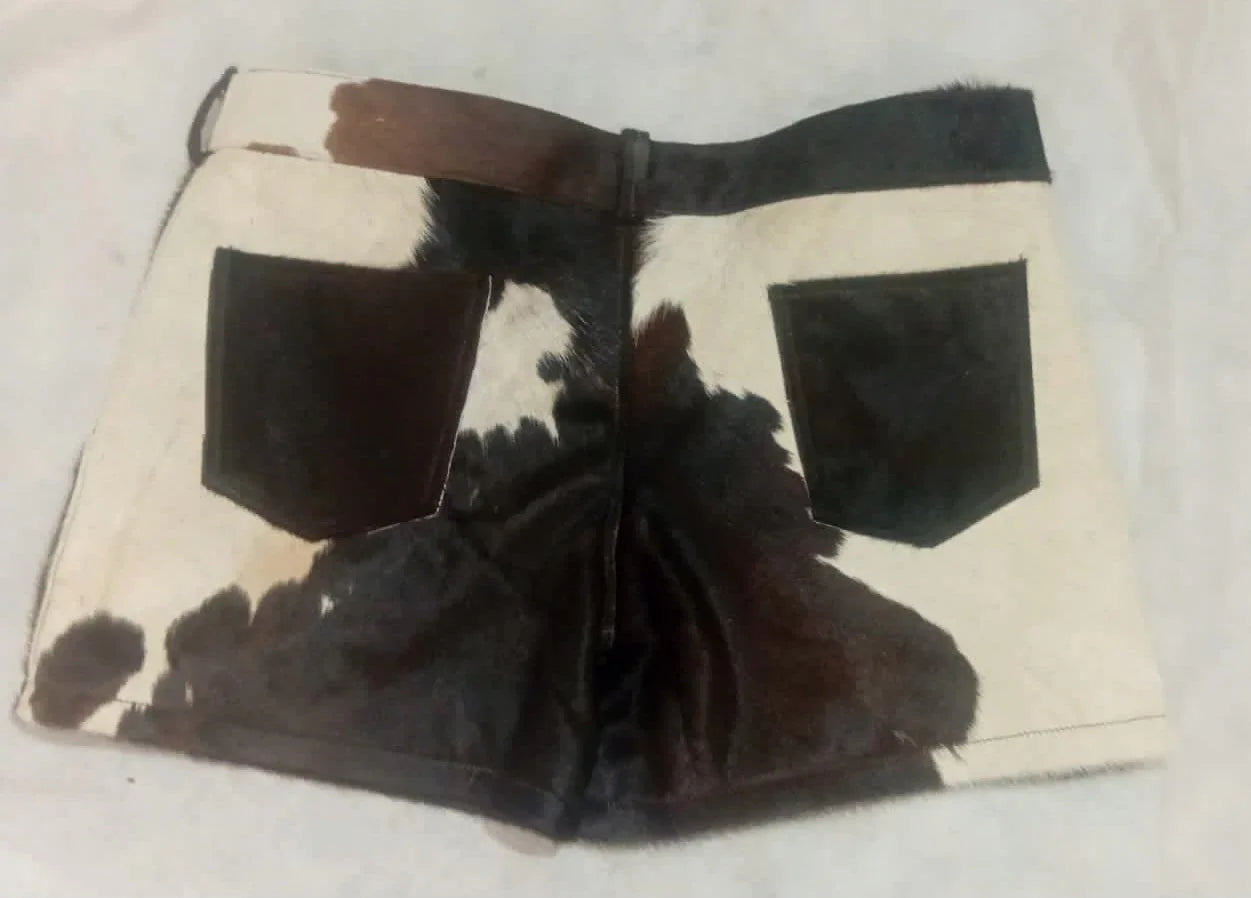 Women Cowhide Leather Shorts Rodeo Cowgirl