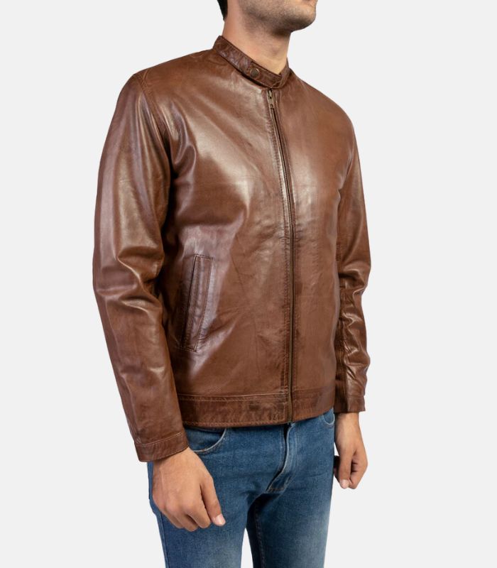 mens brown real leather jacket
