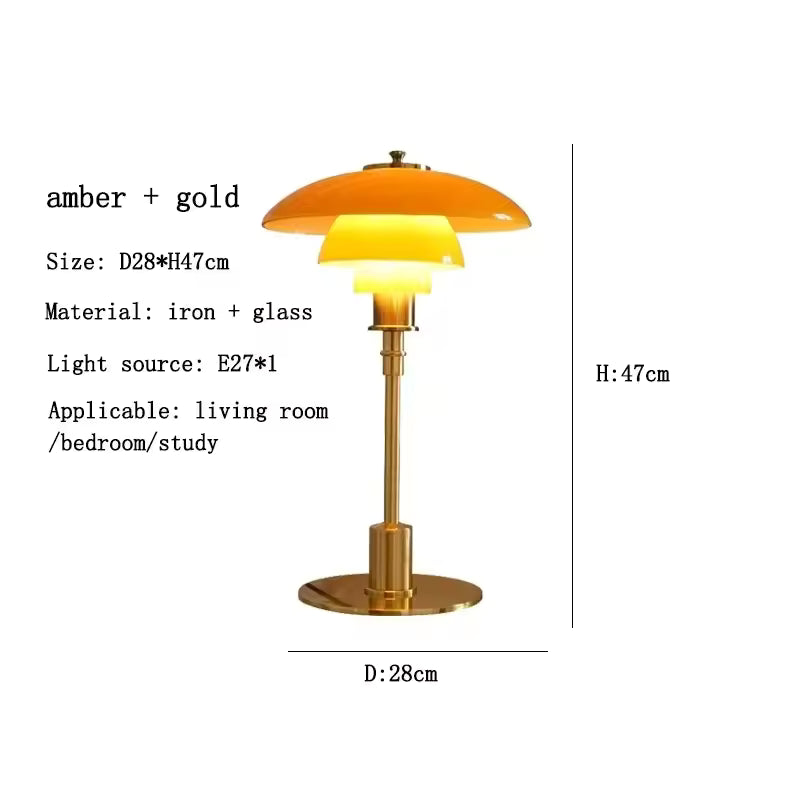 Mushroom Glass Bedside Light with Button Switch