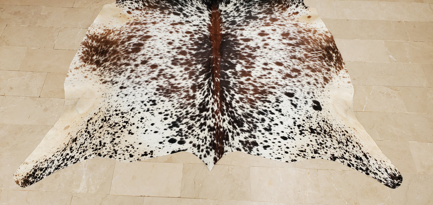 Small Cowhide Rug Salt Pepper Tricolor