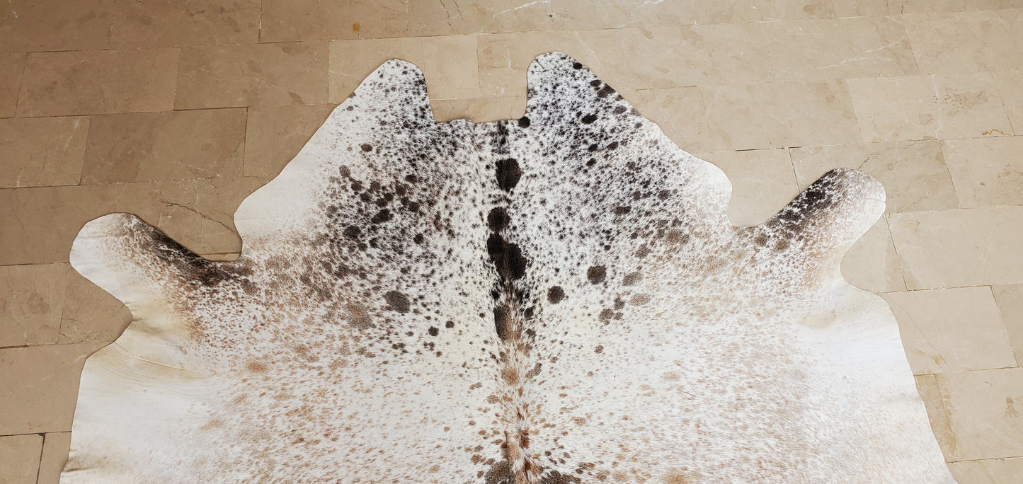 Small Natural Cowhide Rug Tricolor Speckled