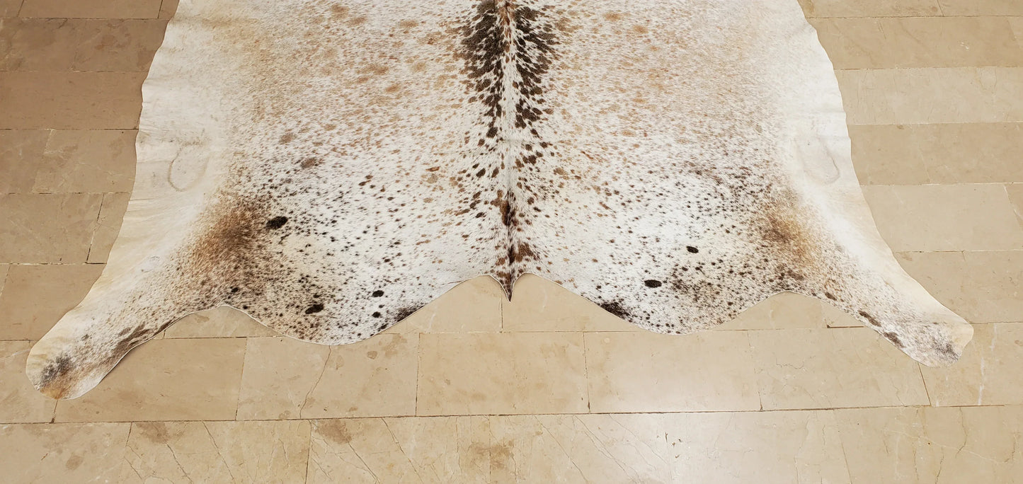 Small Natural Cowhide Rug Tricolor Speckled