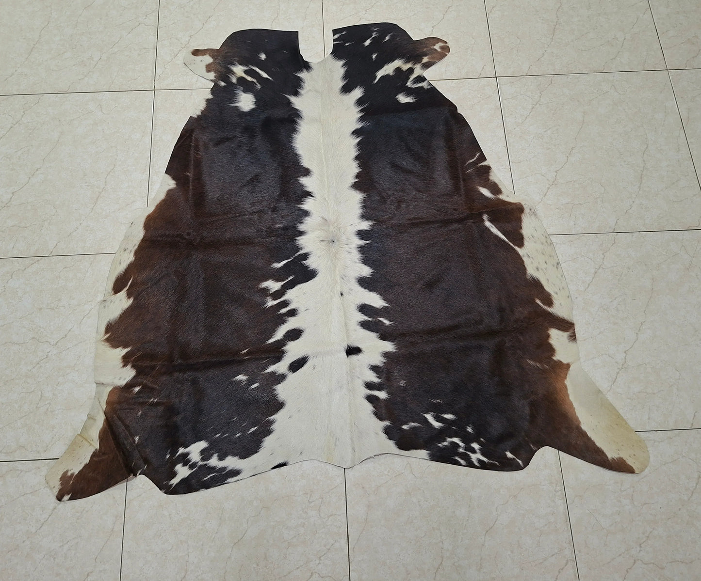 Dark Tricolor Cowhide Rug Extra Small