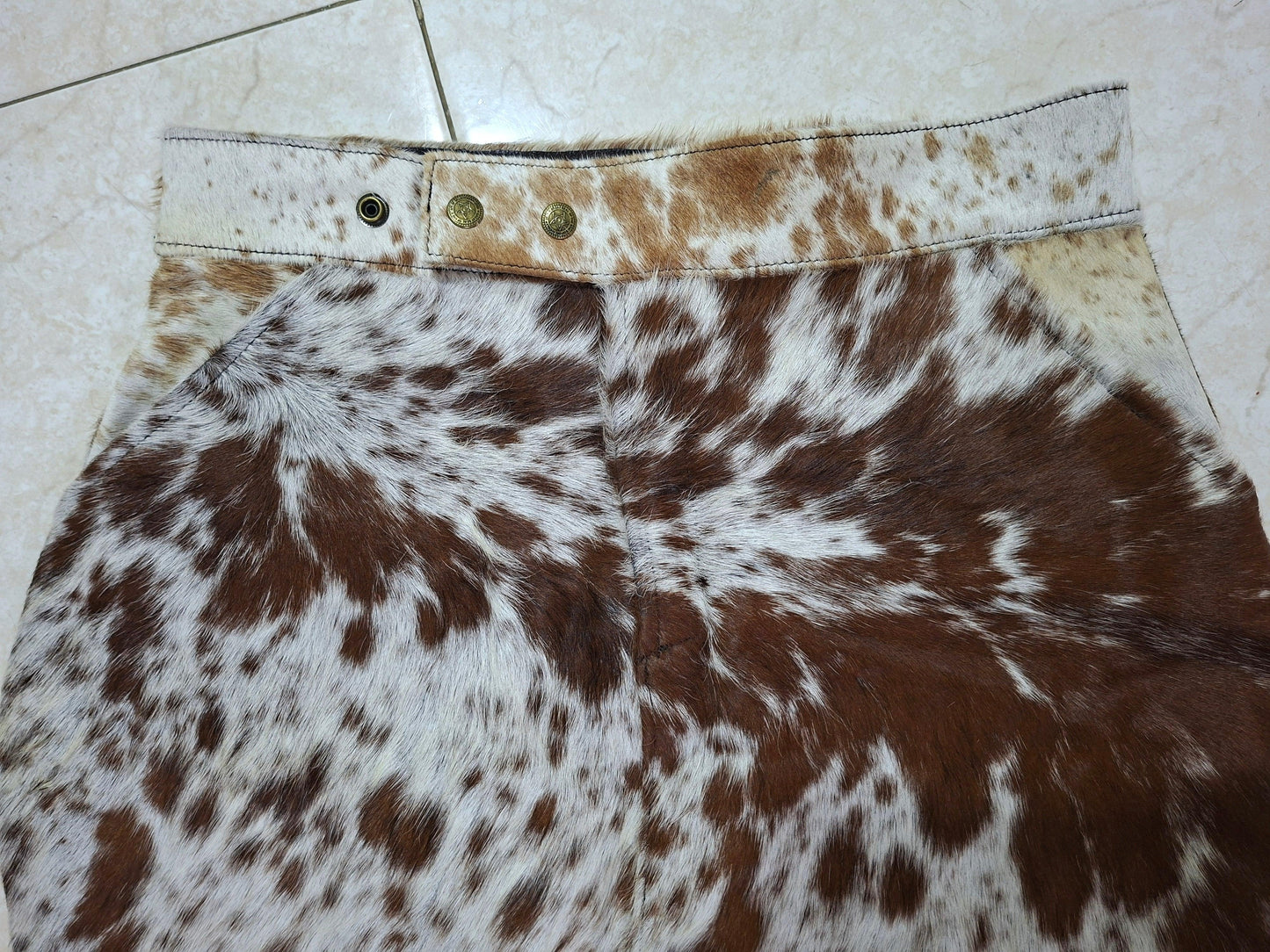 Real Cowhide Midi Skirt with Slit for Rodeo & Western Events