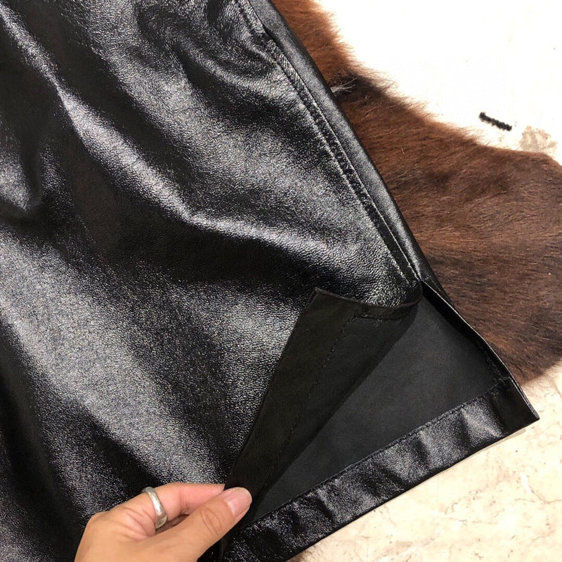 High Waisted Women Leather Shorts Mid Length Wide Leg