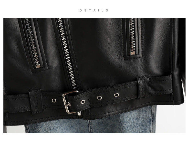 Women Black Leather Jacket Genuine Sheepskin Moto Bomber