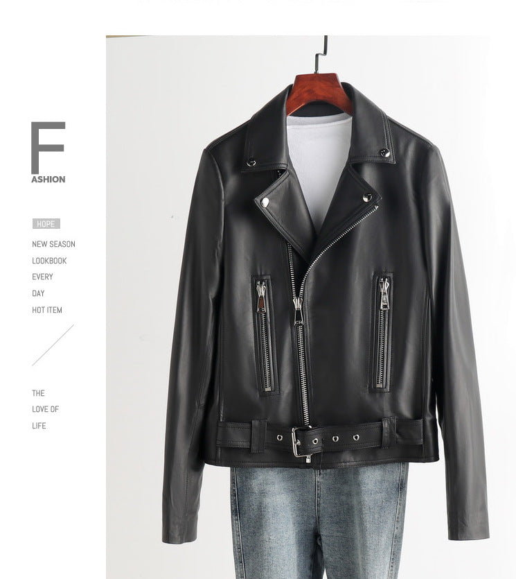 Women Black Leather Jacket Genuine Sheepskin Moto Bomber