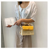 Small Summer Straw Handbag with Leather Flap & Rope Shoulder Strap