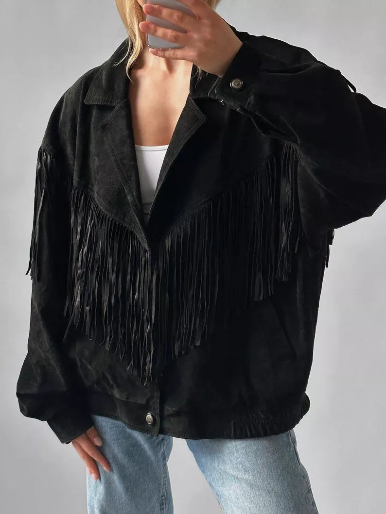 Oversized Women Suede Leather Jacket