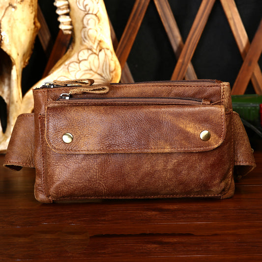 Brown Leather Bum Bag with Belt Strap