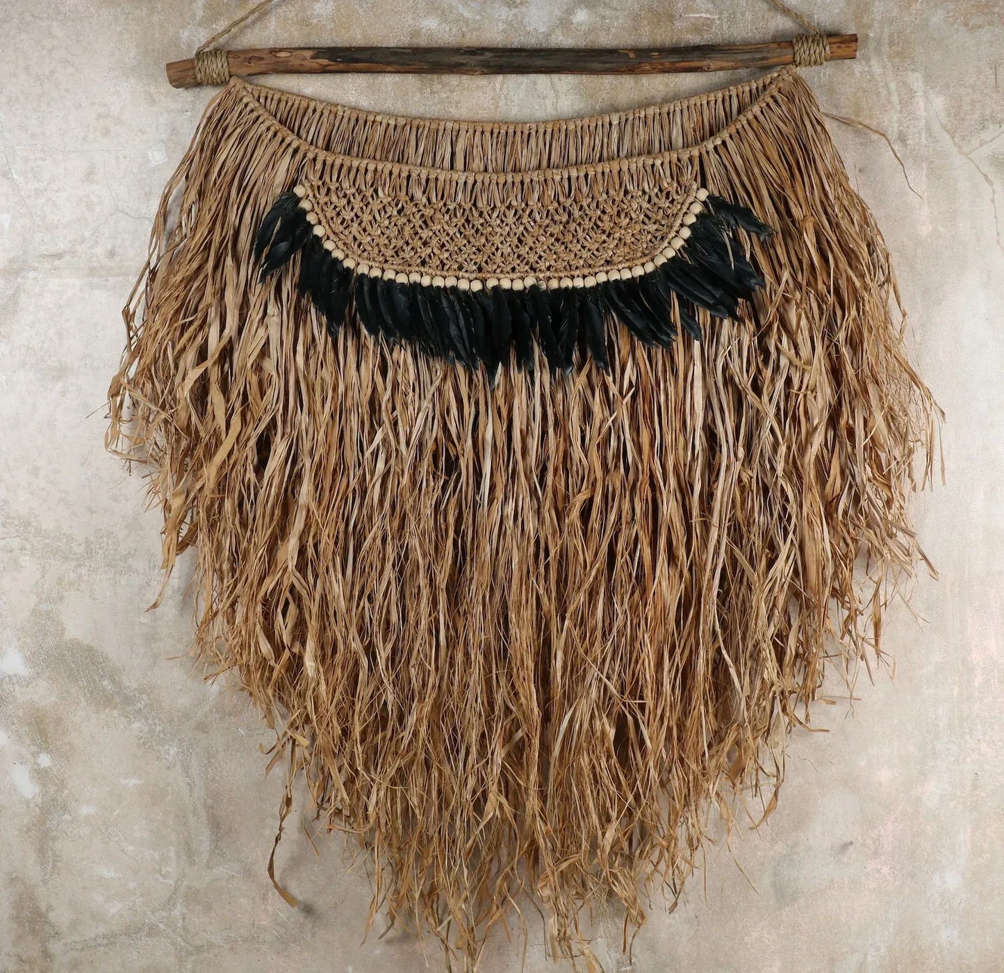 Pulu Raffia Feather Wall Hanging Decor