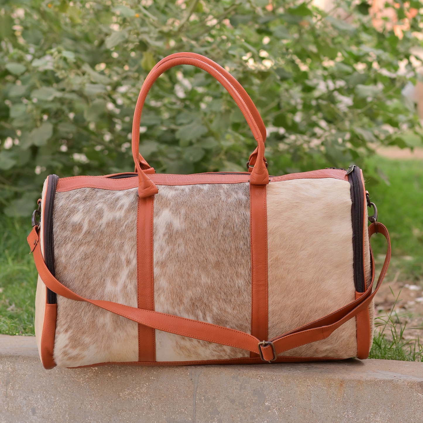 Western Cowhide Duffle Overnight Bag