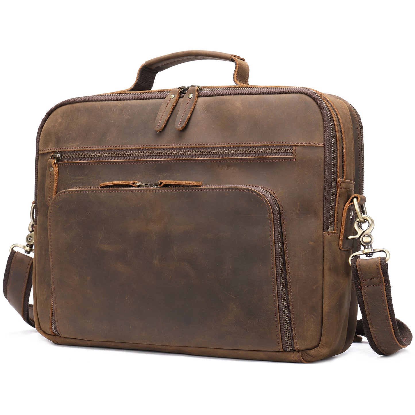Brown Leather Briefcase Laptop Bag for Men