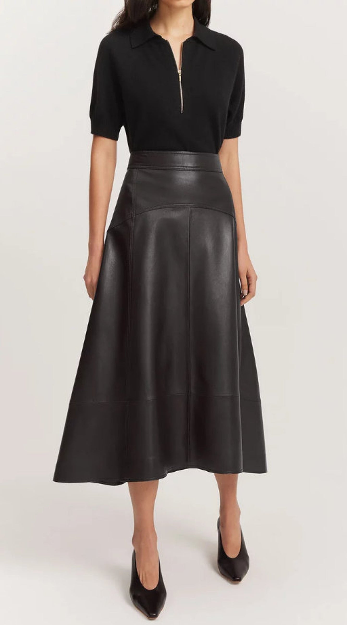 Women leather Skirt genuine black leather