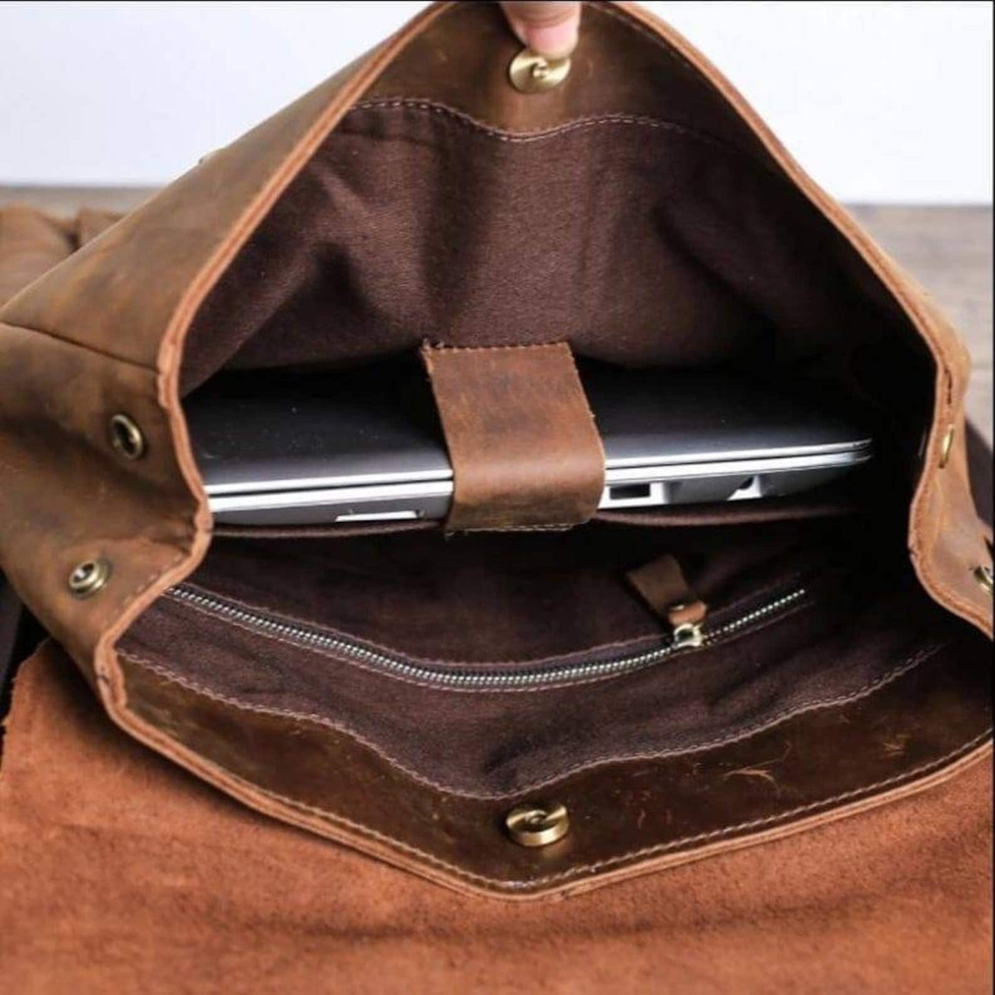 Leather Backpack Brown Rucksack