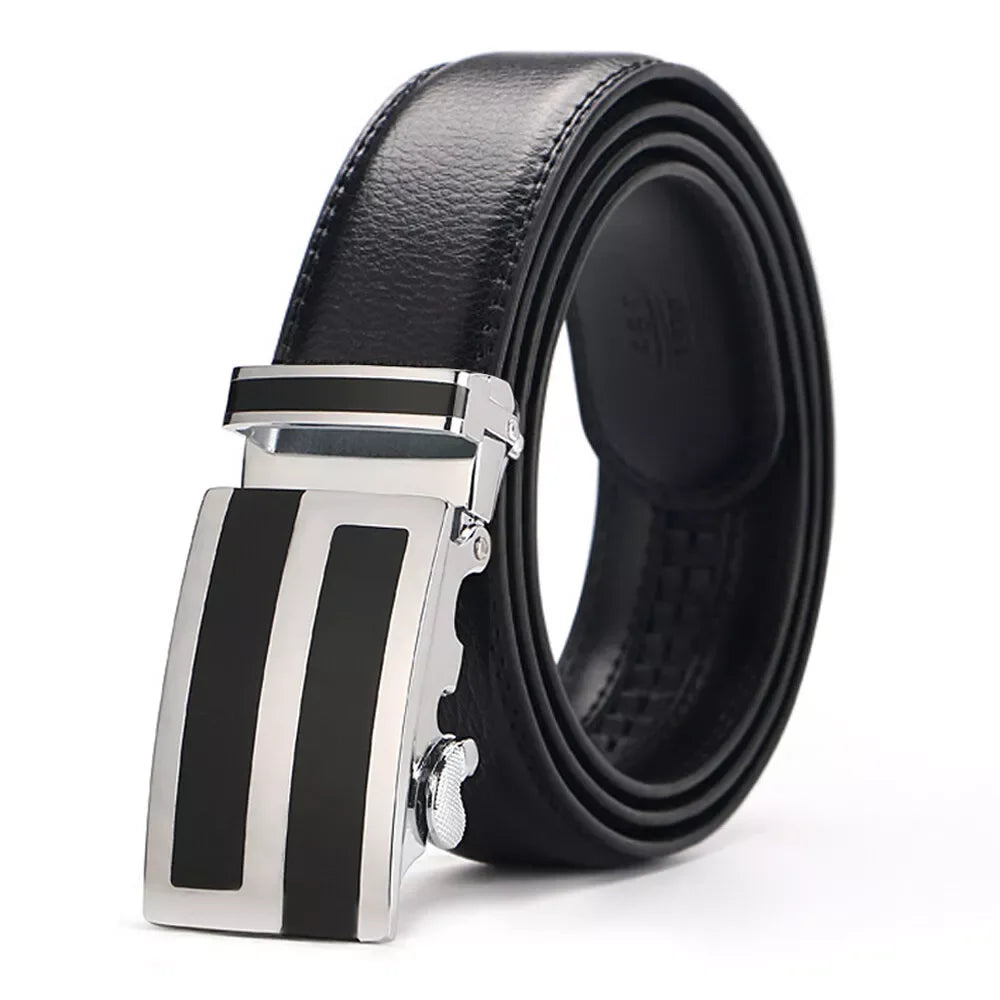 Wide Real Black Leather Belt for Men