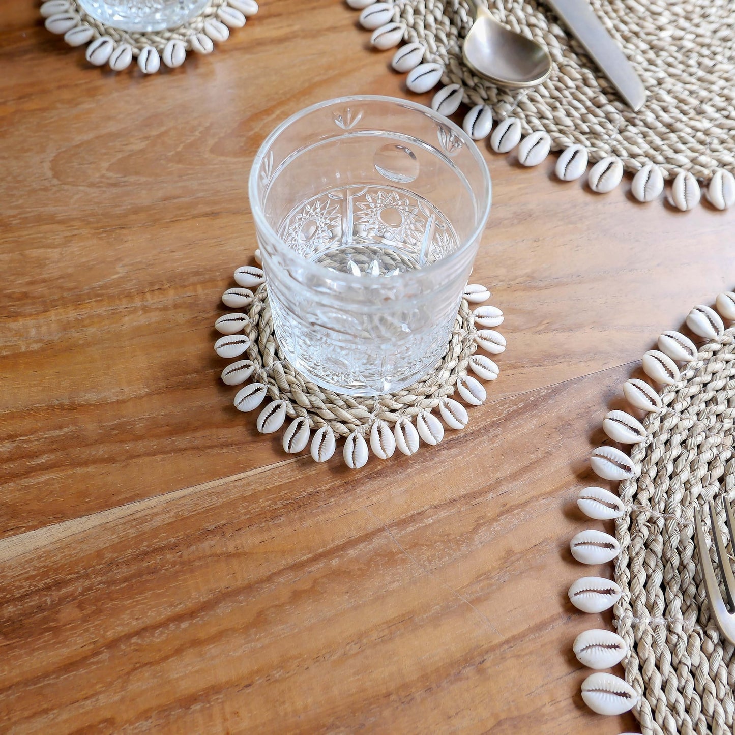 Natural Seagrass Placemats With Cowrie Shells