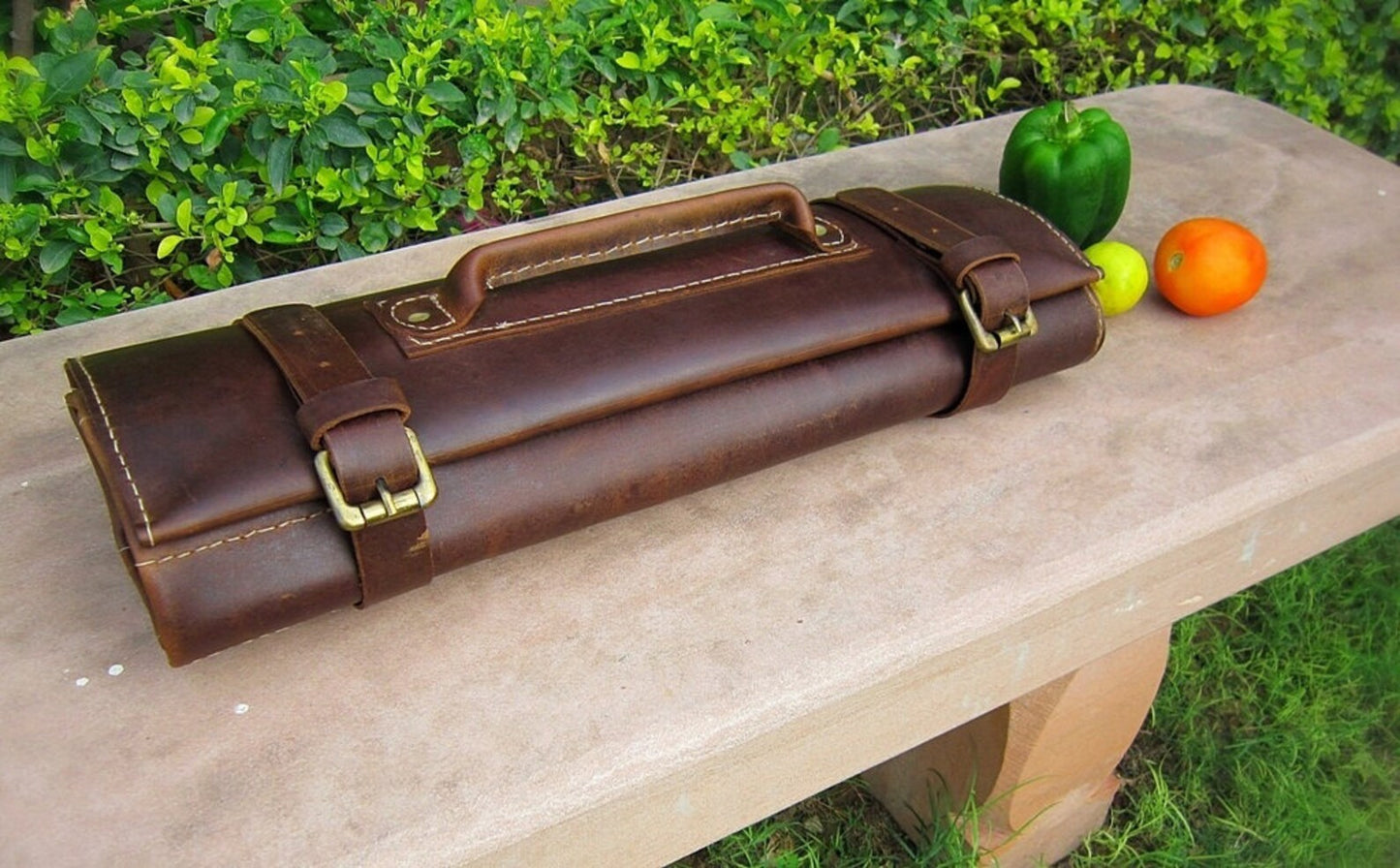 knife leather roll storage bag