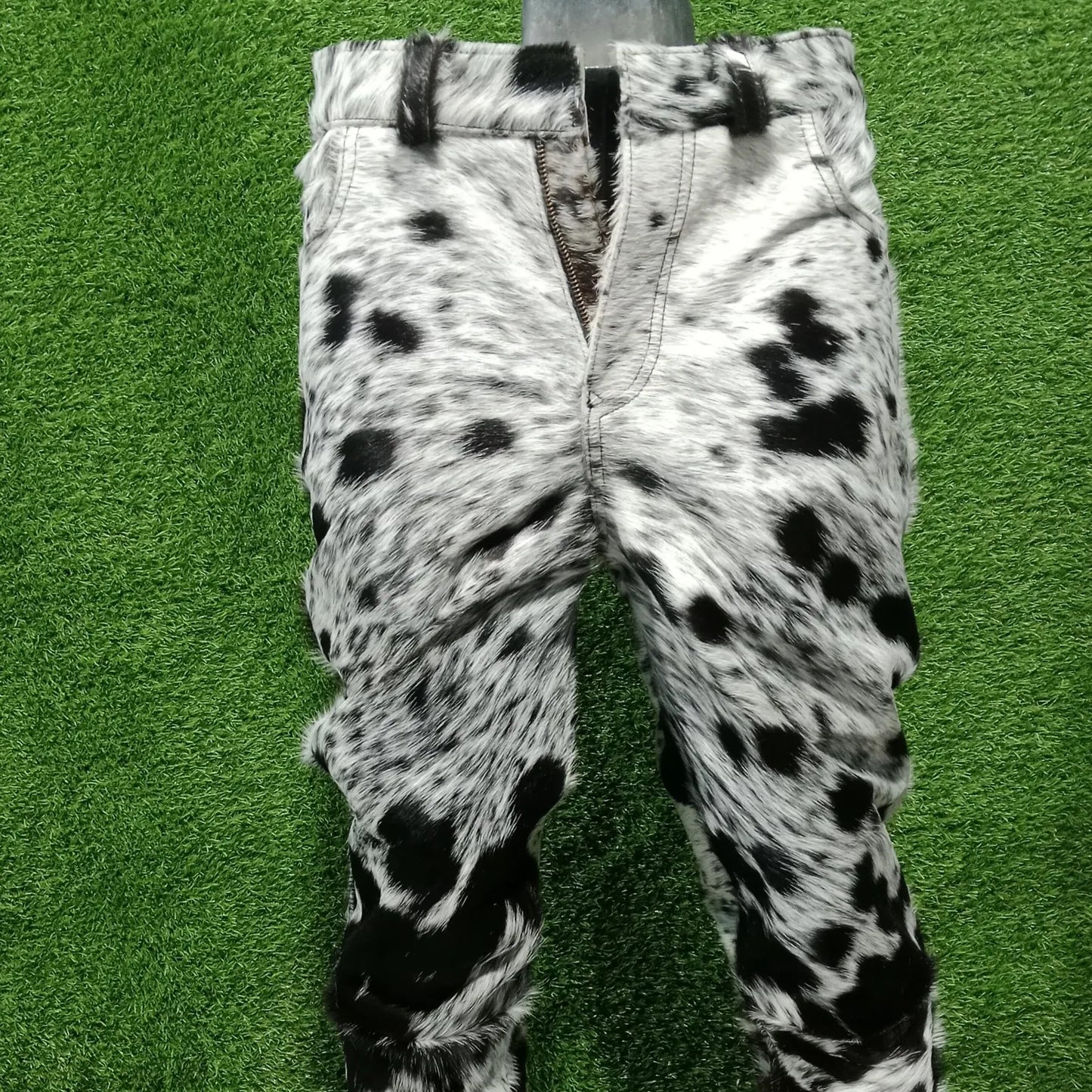 Tricolor Hair-On Cowhide Pants Men Women