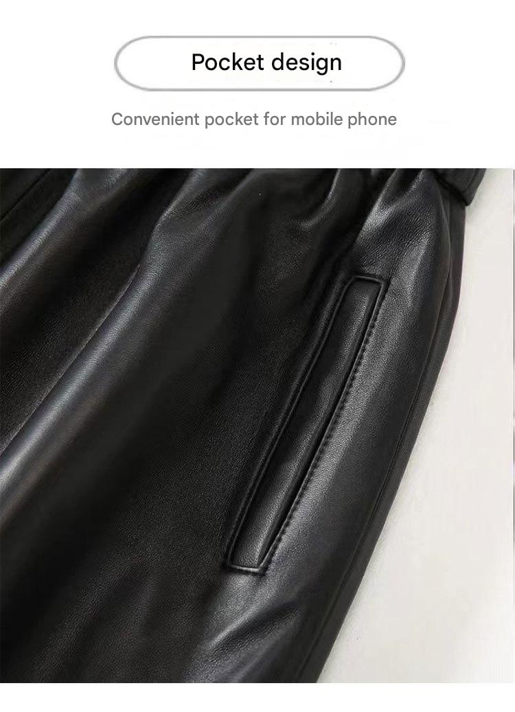 Women’s Leather Trousers High-Waisted Black Wide-Leg Pants
