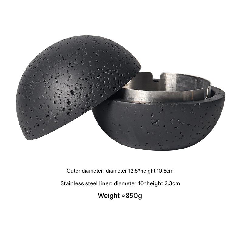Nordic Design Volcanic Stone Spherical Cement Ashtray Home & Hotel